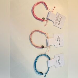 3 Pura Vida bracelets - blue swell - brighter days - sunset. New with tags